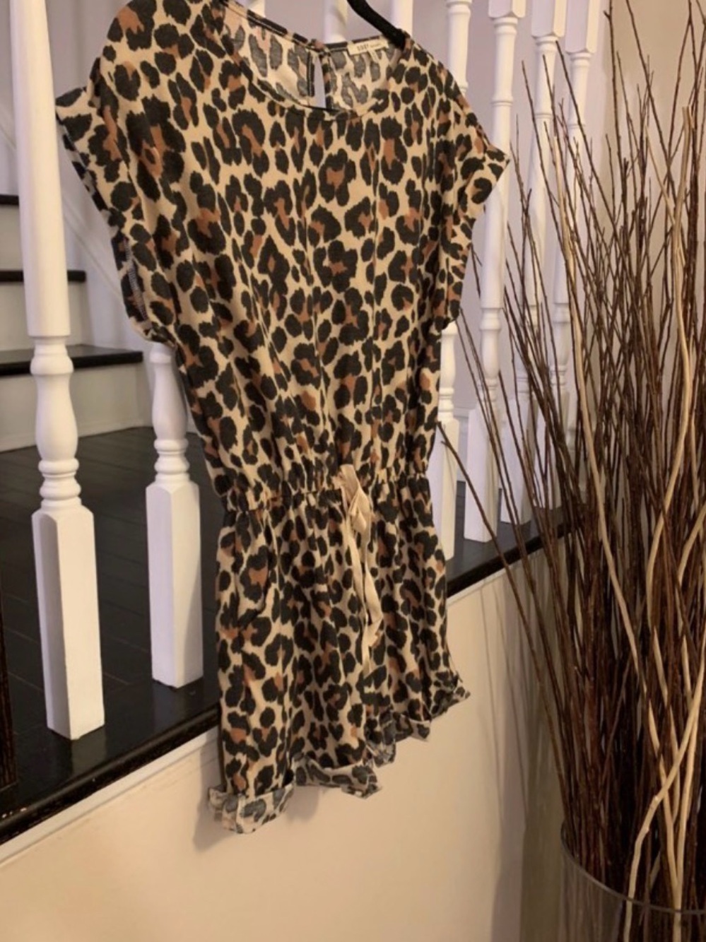Cozy Casual Leopard Print Romper in Brown and Black